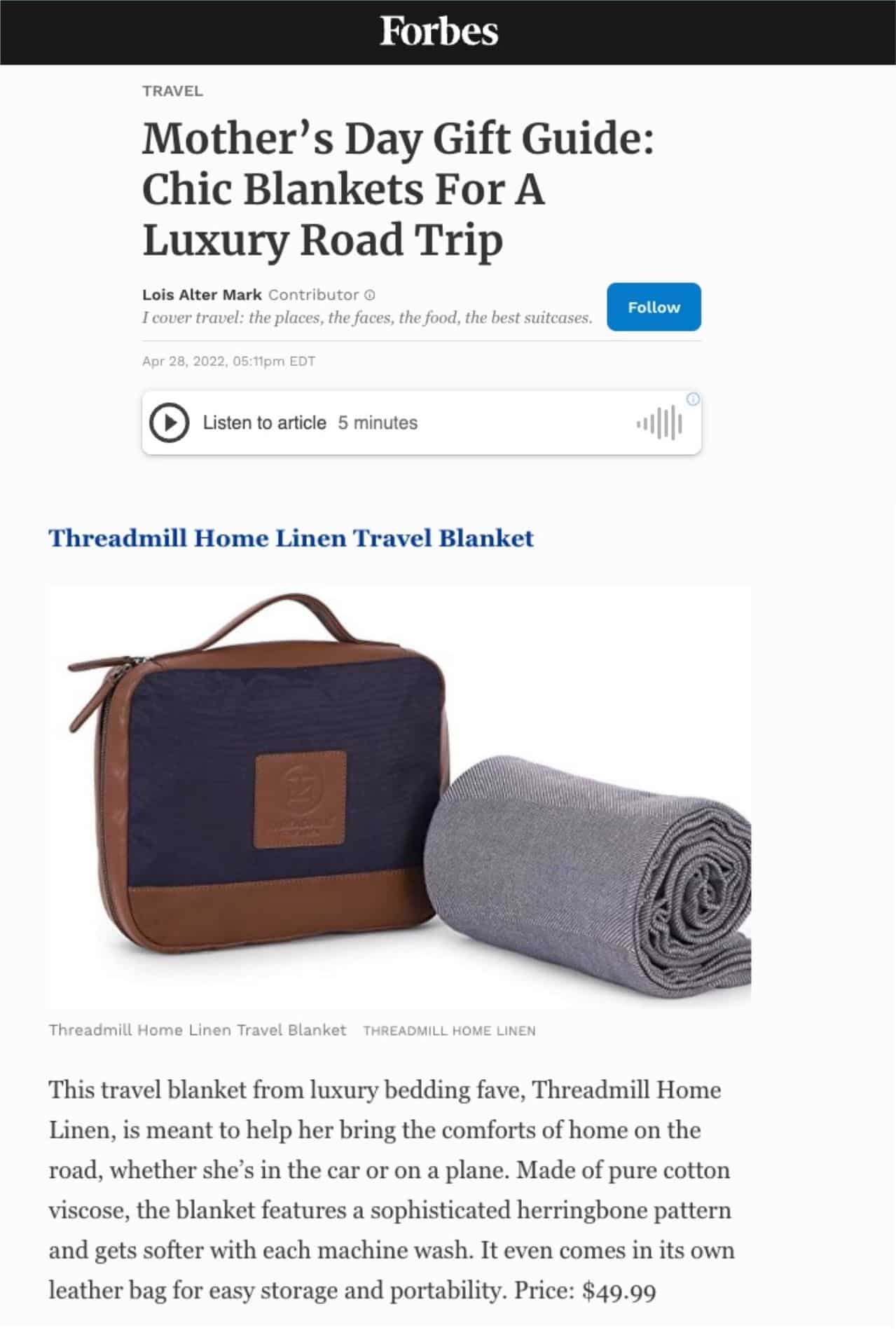 Threadmill home best sale linen blanket